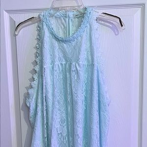 Mint colored lace sleeveless tunic